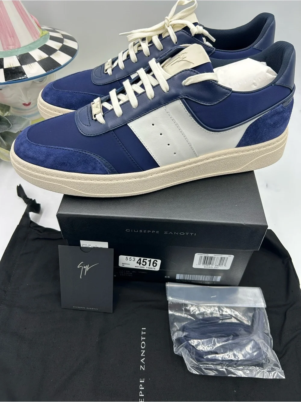 Men's Giuseppe Zanotti, GZ nitro, leather and suede sneakers size 46 made Italy